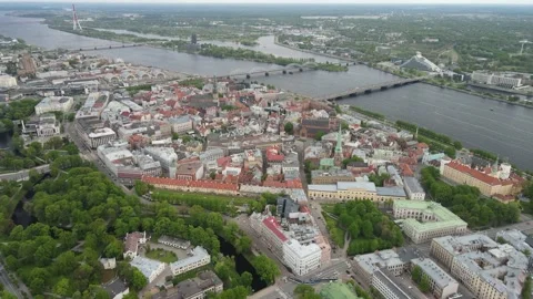 Riga old city panorama Stock Footage 159280663