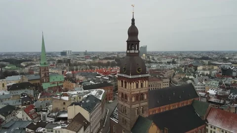 Riga old town aerial view Video stock 150256360