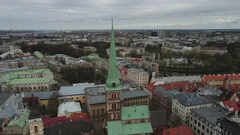 Riga old town aerial view Stock Footage 153314827
