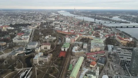 Riga old town aerial view Stock Footage 159281818