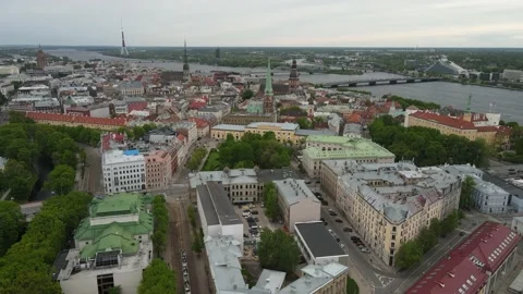 Riga old town panorama Stock Footage 159280685