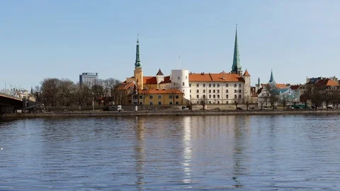 Riga Old Town Skyline Stock-Footage 96000346