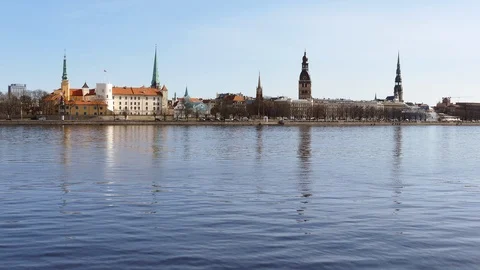 Riga Old Town Skyline Stock-Footage 96000495