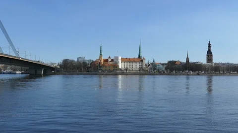 Riga Old Town Skyline Stock Footage 96000702