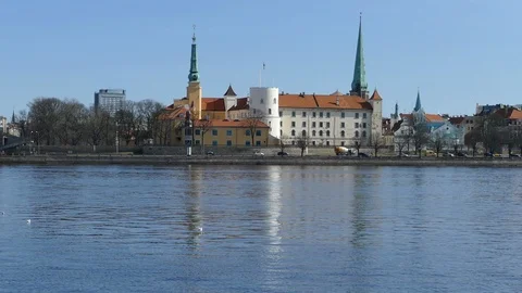 Riga Old Town Skyline Stock Footage 97142342