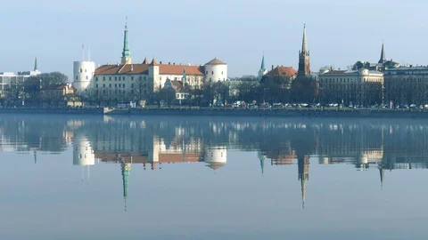 Riga Old Town Skyline Stock-Footage 97300718