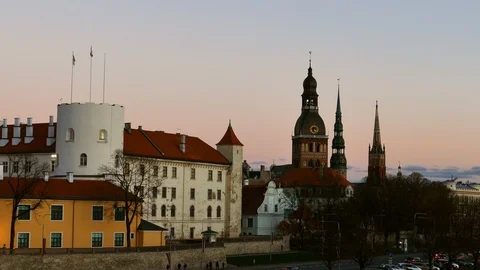 Riga Old Town Skyline Stock Footage 98415365
