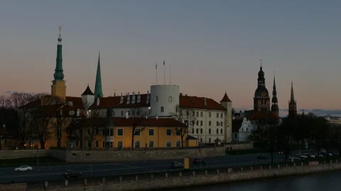 Riga Old Town Skyline Stock-Footage 98458412
