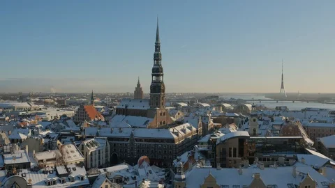 Riga Old town winter timelapse Stock Footage 120798911