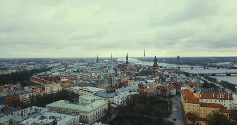 Riga panorama flyover Stock Footage 121990759
