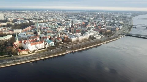 Riga panorama flyover Video stock 122158653