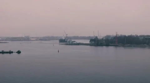 Riga port Landscape Stock Footage 49093024