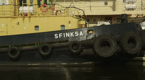 Riga port Tugboat Stock Footage 36448302