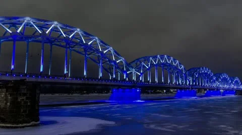 Riga railway bridge timelapse 10 bit 動画素材 21283264