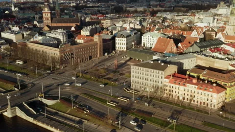 Riga Riflemen Square Museum of Occupation and 11 November Embankment Latvia Video stock 325974281