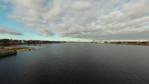 Riga, river Daugava, time lapse Stock Footage 100587124