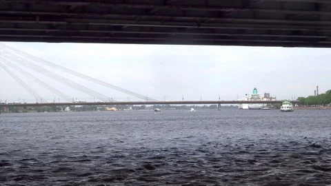 Riga river panorama - view from the the Dvina (Daugava) river Stock Footage 95195765
