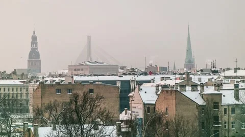 Riga skyline panorama 90 degrees Stock Footage 40842429