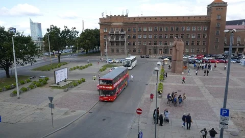 Riga Tourism Square Pan Stock Footage 115131583