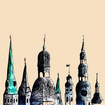 Riga towers Stock Illustration