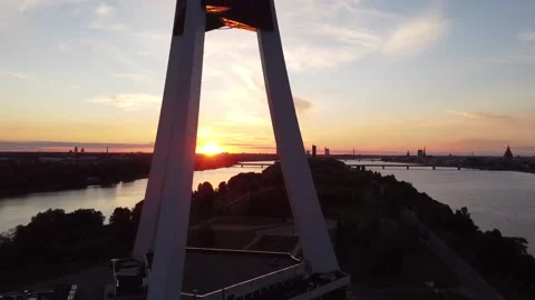 Rigas TV Tower, sunset 库存影片 146023674