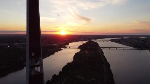 Rigas TV Tower, sunset 库存影片 146023724