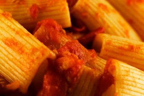 Rigatoni with the sauce Stock Photos