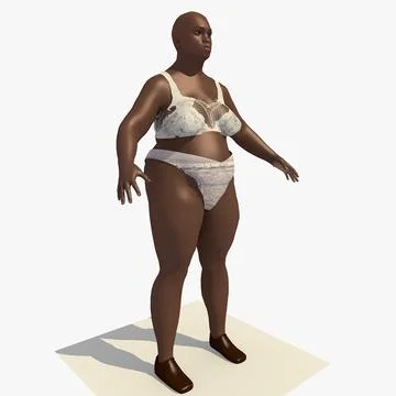 Rigged African Fat woman clothed  (April) 3D Model