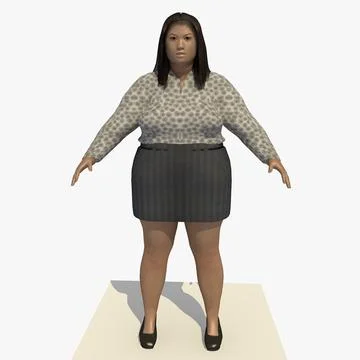 Rigged Asian Fat woman Clothed 3 (Agatha) 3D Model