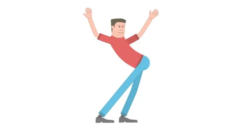 Rigged character animation sequence. A regular looking man in casual closes w Stock-Footage 66821327