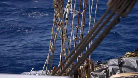 Rigging and Ratlines on Tall Ship in Drake Passage Stock Footage 331991970