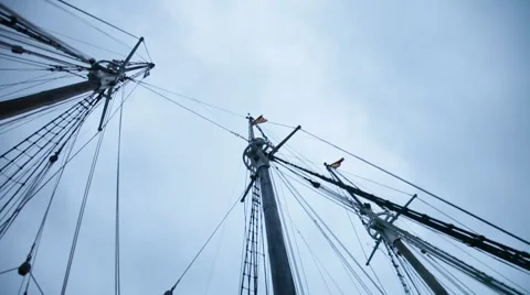 Rigging and ropes against stormy sky Stock Footage 45620199