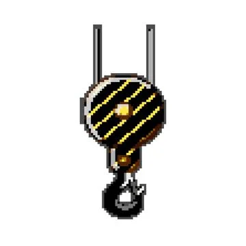 Rigging crane hook pixel art vector illustration Stock Illustration