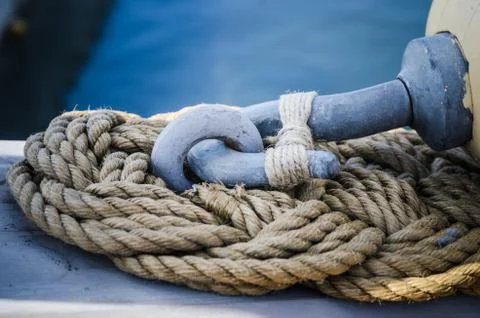 Rigging on the deck of an old sailing ship Stock Photos