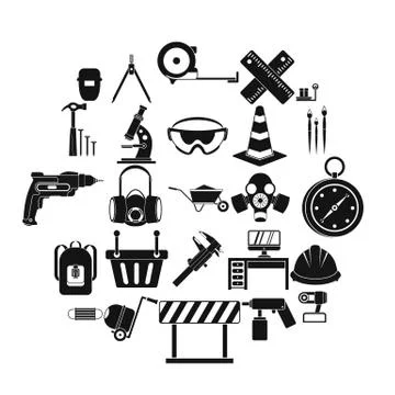 Rigging icons set, simple style Stock Illustration