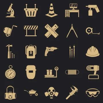 Rigging icons set, simple style Illustrazione stock