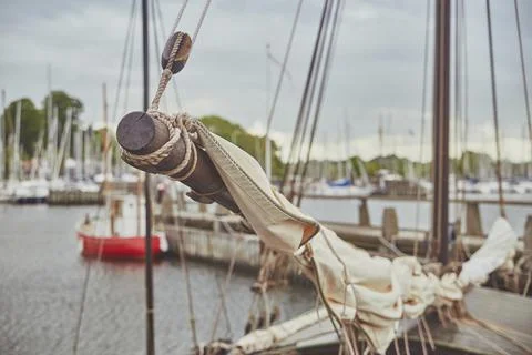 Rigging on an old sailing ship in Denmark Stock Photos