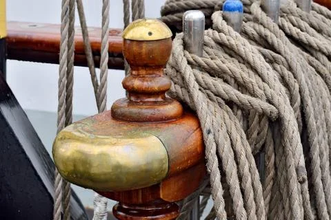 Rigging of a sailing ship closeup Stock Photos
