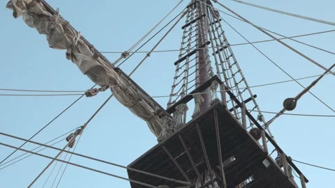Rigging of a sailing ship Stock Footage 331145146