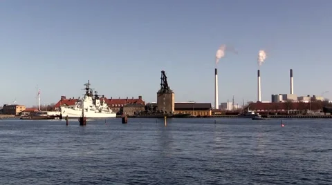 Rigging sheers and old naval station Holmen, port of Copenhagen Video stock 47798030