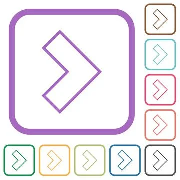 Right 90 degrees angle arrow outline simple icons Stock Illustration