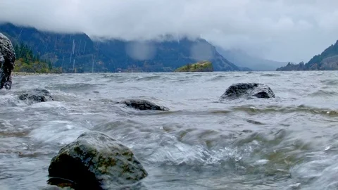 Right above waves macro 2 Columbia River Gorge Oregon 33 Stock Footage 81857556