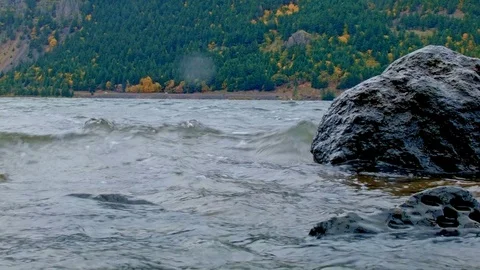 Right above waves macro Columbia River Gorge Oregon 32 Stock Footage 81857913