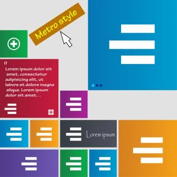 Right-aligned icon sign. Metro style buttons. Modern interface website button Illustrazione stock