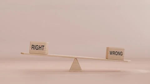RIGHT AND WRONG BALANCING ON SEESAW Stock Footage 294675103