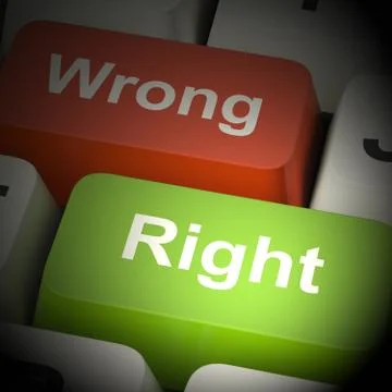 Right And Wrong Computer Keys 3d REndering Stock Illustration