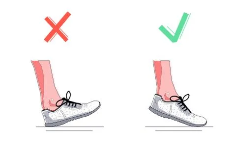 Right and wrong foot position during natural running. Vector flat graphic design Stock Illustration
