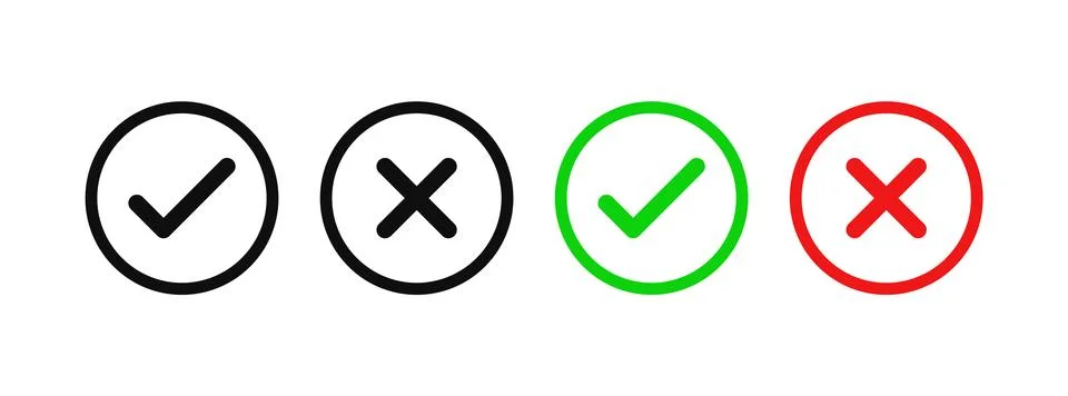 Right and Wrong icon. Check mark icon set vector illustration. Stock Illustration