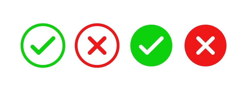 Right And Wrong icon. Check mark icon set vector illustration. Ilustración de archivo