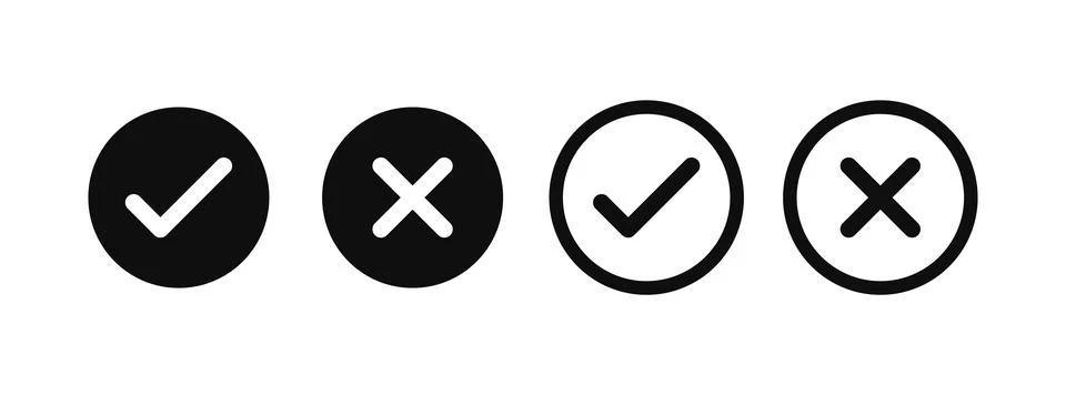 Right And Wrong icon. Check mark icon set vector illustration. Stock Illustration